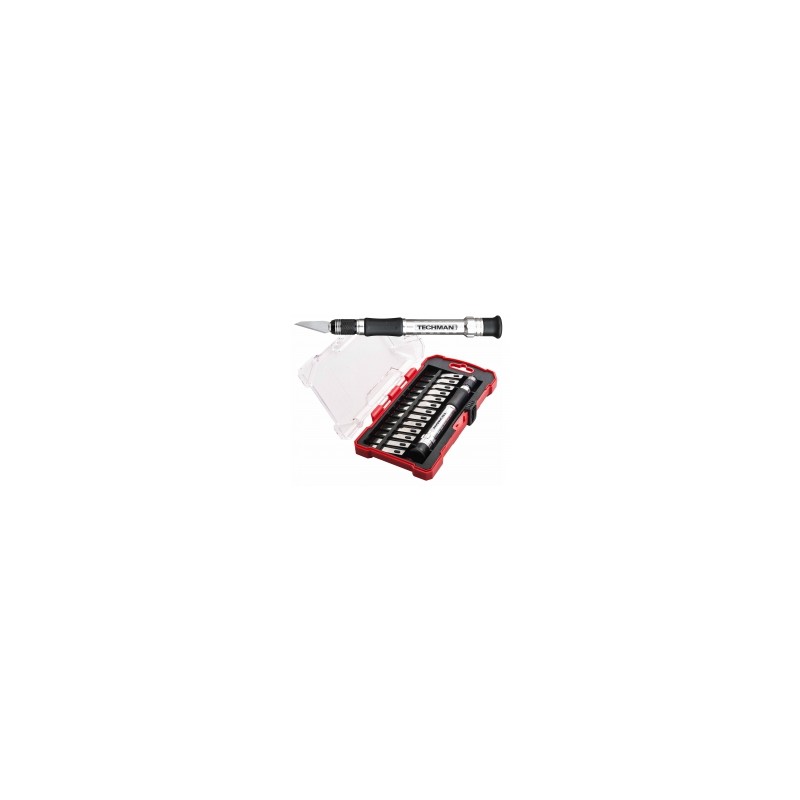 Coffret scapel en aluminium + 13 lames - Techman 