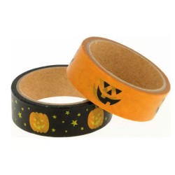 Masking tape 15mm x5m 2 rouleaux - Halloween Citrouilles