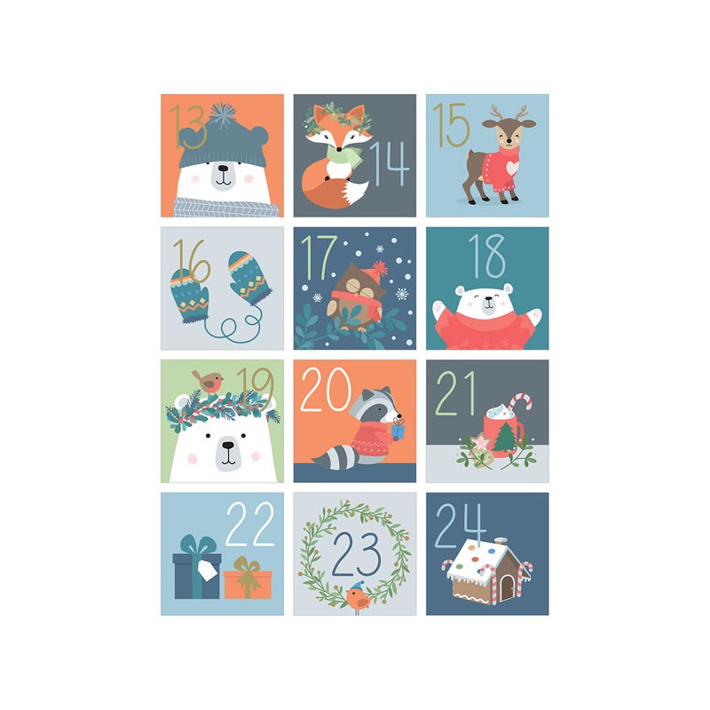 Stickers carrés 5x5cm x24 pcs - Beary Christmas