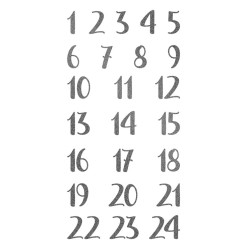 Stickers puffies Calendrier de l'Avent 1 à 24 Pailleté gris