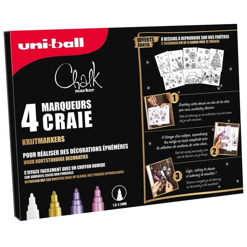 Set de 4 marqueurs craie Chalk - Couleurs chaudes