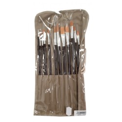 Set de 8 brosses synthétiques assortis + natte en coton