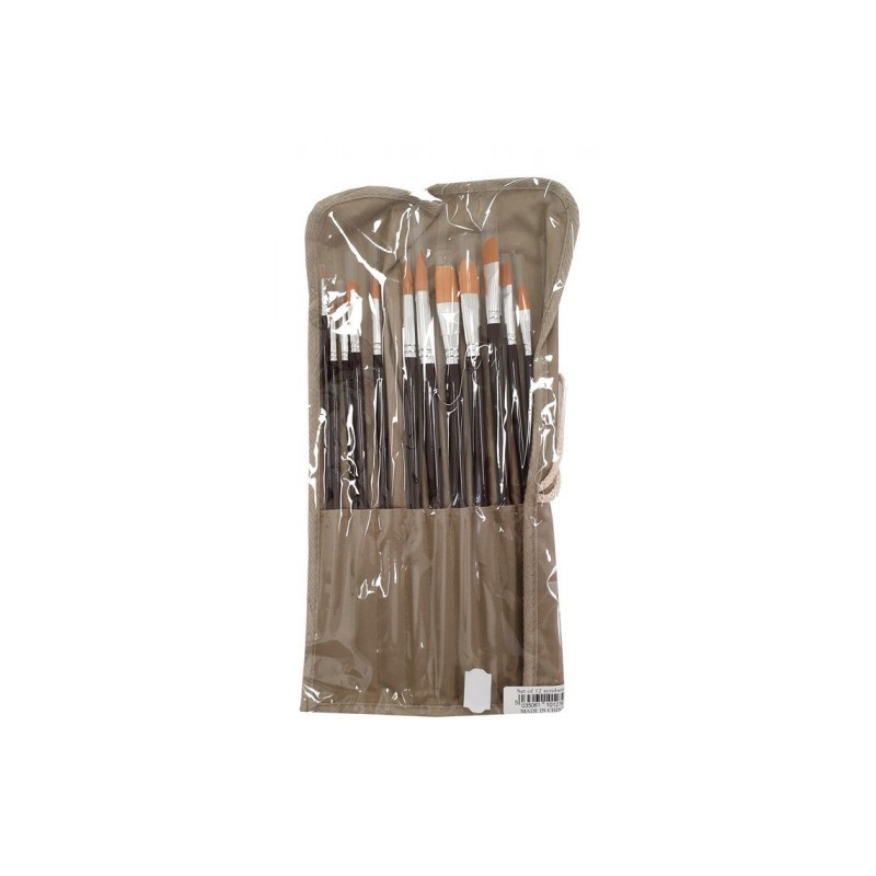 Set de 8 brosses synthétiques assortis + natte en coton