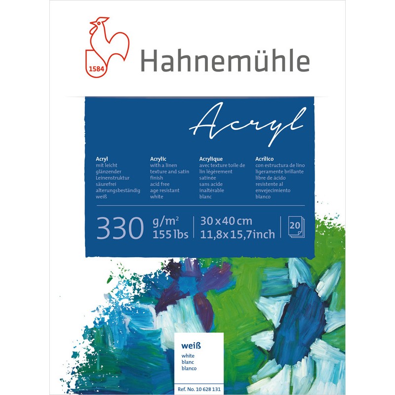 Bloc acrylique papier toilé Acryl 330 g/m², 20 fls collées