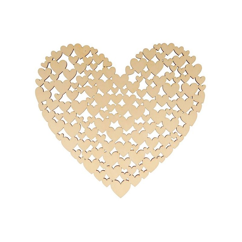 Coeur de coeurs en bois 27x25x0,5cm