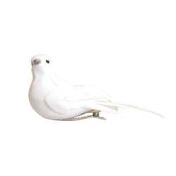 Set oiseaux blancs sur pince 10x3,5x4,5 cm x2 pcs