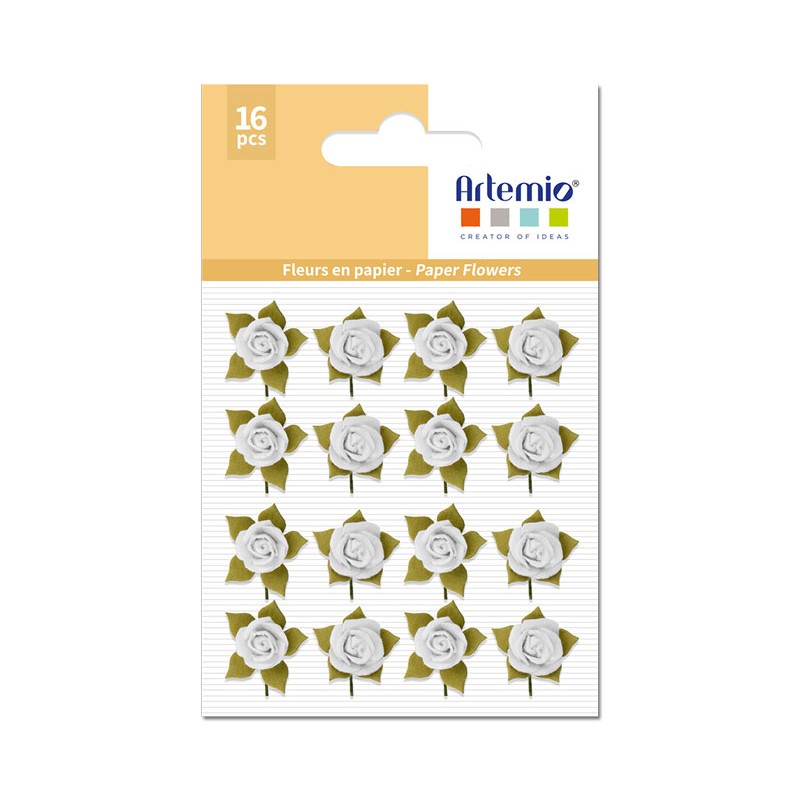 Mini roses papier blanches x16pcs