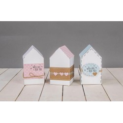 Set de boîtes carton pliantes Maison 7,5x7,5x14cm x12pcs - blanc