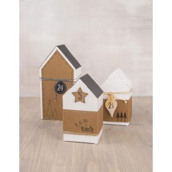 Set de boîtes carton pliantes Maison 7,5x7,5x14cm x12pcs - blanc