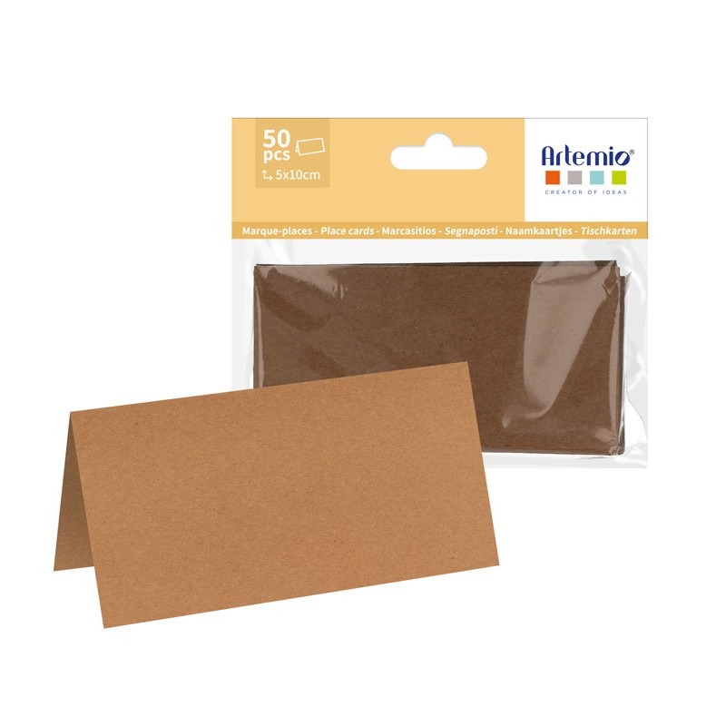 Lot de 50 marque-places couleur kraft 100x50mm