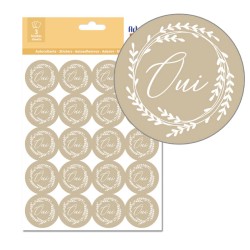 Stickers en kraft "Oui" x3 planches de 20 stickers