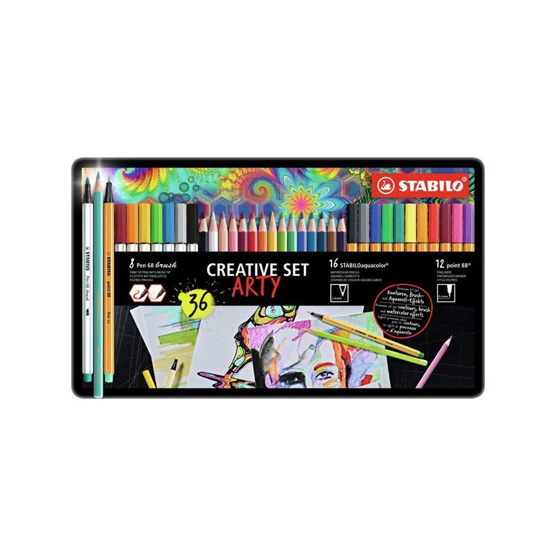 Coffret de 36 feutres et crayons assortis Stabilo Arty