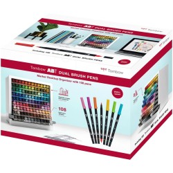 Coffret bureau de 108 feutres pinceaux double-pointes ABT