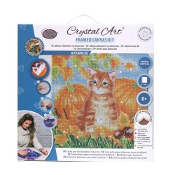 Kit tableau à diamanter Crystal Art 30x30cm - Chat d'automne