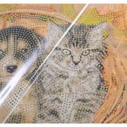 Kit tableau à diamanter Crystal Art 30x30cm - Chiot et chaton dans un panier