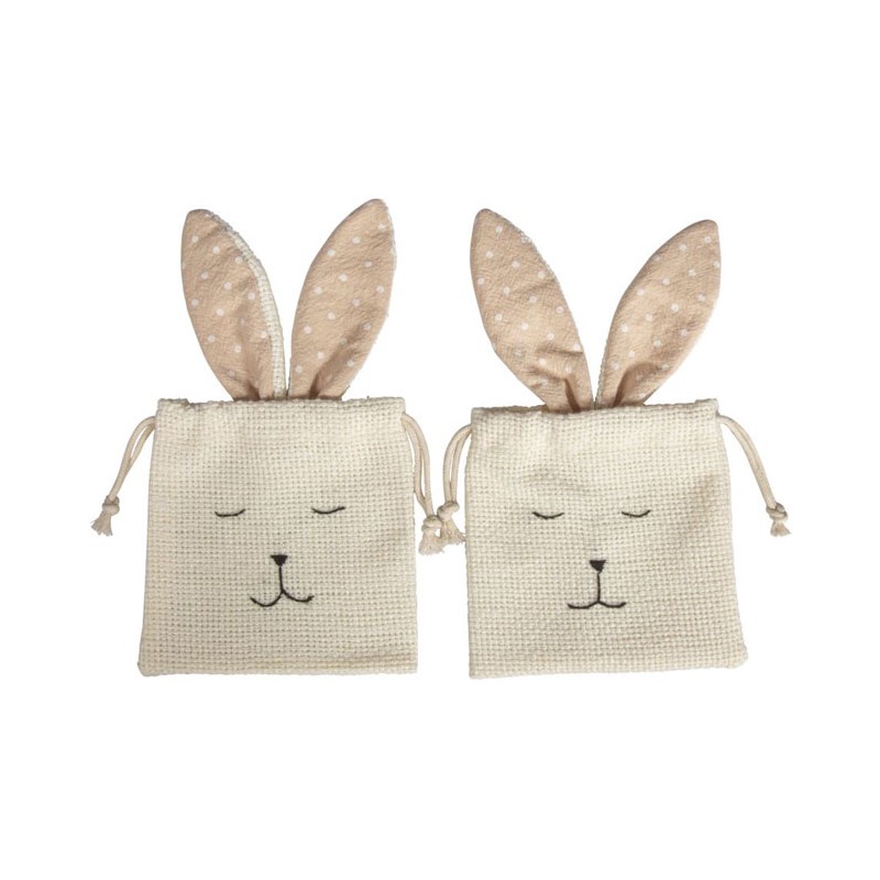 Sachets en tissu Lapin 12x21cm x2pcs