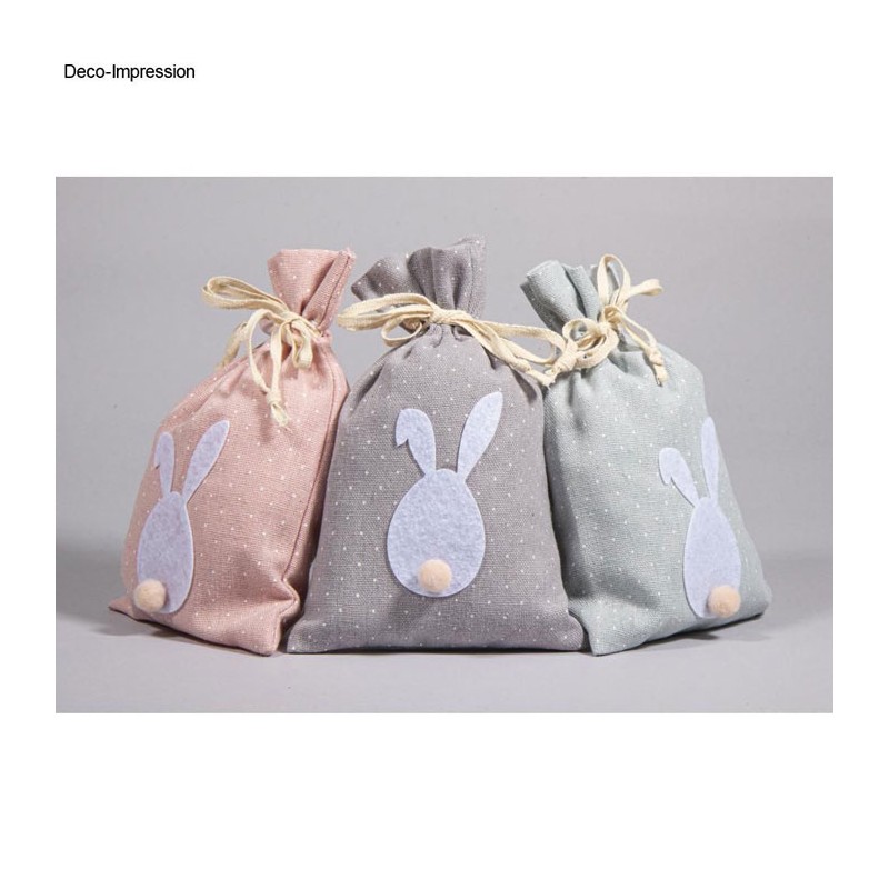 Kit Sachets en tissu avec Lapin, 12x19,5cm x3pcs
