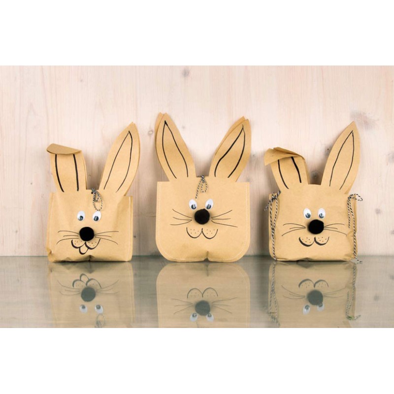 Sacs en papier Lapin de Pâques 17x28cm x3pcs