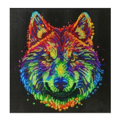 Kit tableau à diamanter Crystal Art 30x30cm - Loup multicolore