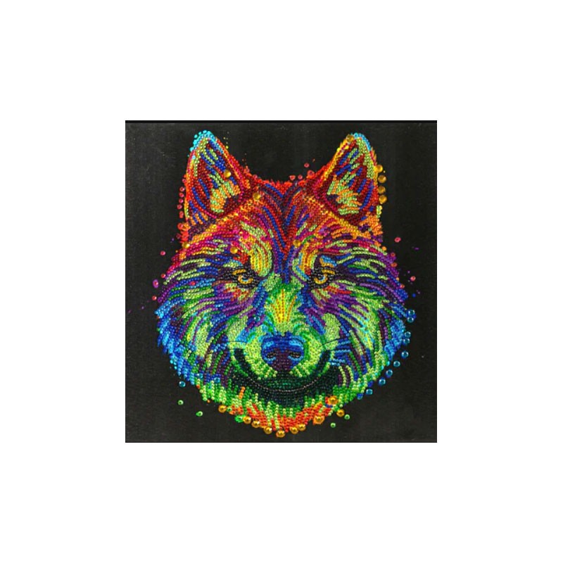 Kit tableau à diamanter Crystal Art 30x30cm - Loup multicolore