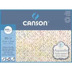 Bloc Aquarelle Canson 60% coton 300 g/m², 20 fls collées 4 côtés