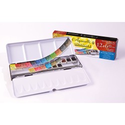 Boîte en métal aquarelle extra-fine Sennelier 12 1/2 godets + 6 offerts