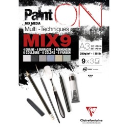 Bloc multi-technique Paint On Mix 9, assortiment 9 x3 fls