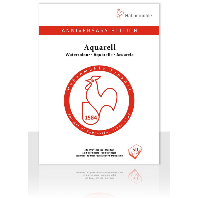 Bloc aquarelle Edition Anniversaire 425 g/m², 50 fls collées