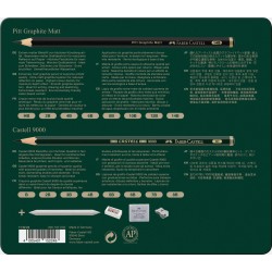 Boîte métal crayons graphite Castel 9000 et Graphite Matt x20 pcs