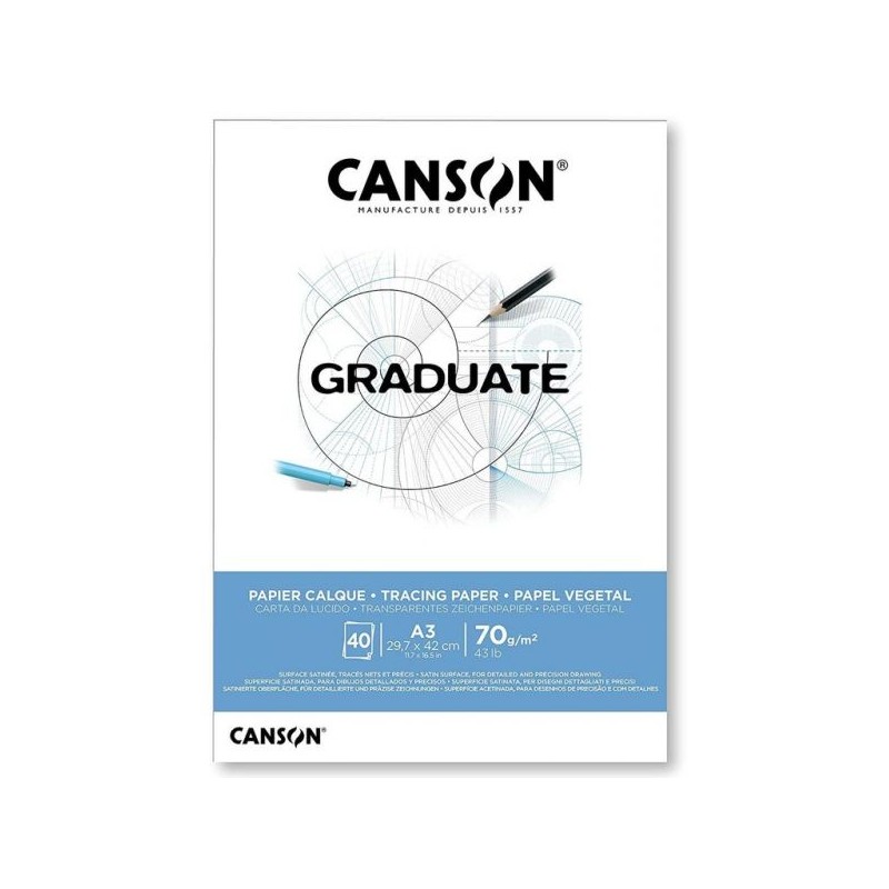 Bloc Calque Graduate 70gr/m², 40 fls collées un côté