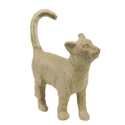 Chat marchant en papier maché, 11x3,5x12 cm
