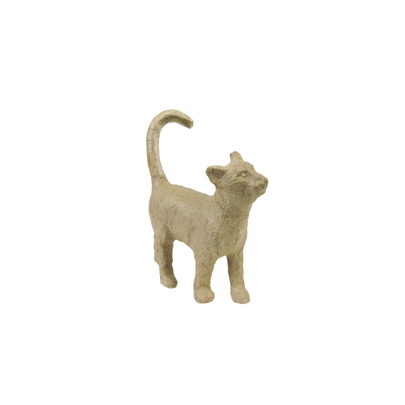 Chat marchant en papier maché, 11x3,5x12 cm