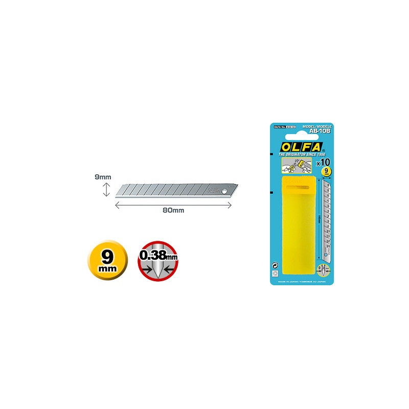 Etui de 10 lames pour cutter 9 mm Olfa