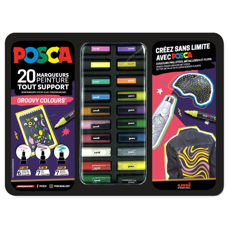 Mallette métal Groovy Colours Posca 