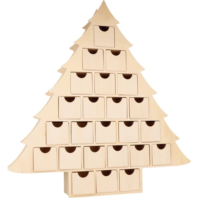 Calendrier de l'Avent Sapin - 45x43.5x6.5 cm