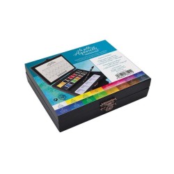 Coffret bois de 16 1/2 godets aquarelle fine "La petite aquarelle"