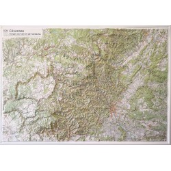 Carte en relief IGN Cévennes, Gorges du Tarn et de l'Ardèche - 113x80 cm