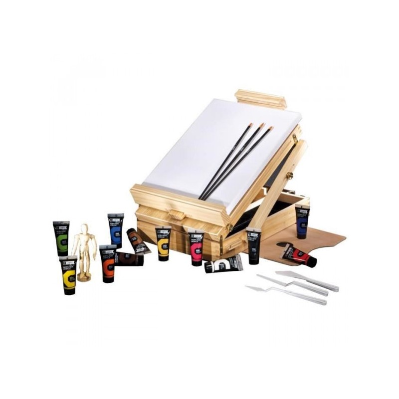 Coffret boite-chevalet peinture acrylique Campus + accessoires