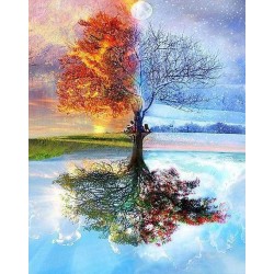Peinture par numéros sur chassis 40x50cm - Arbre 4 saisons