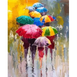 Peinture par numéros sur chassis 40x50cm - Farandoles de parapluies 2