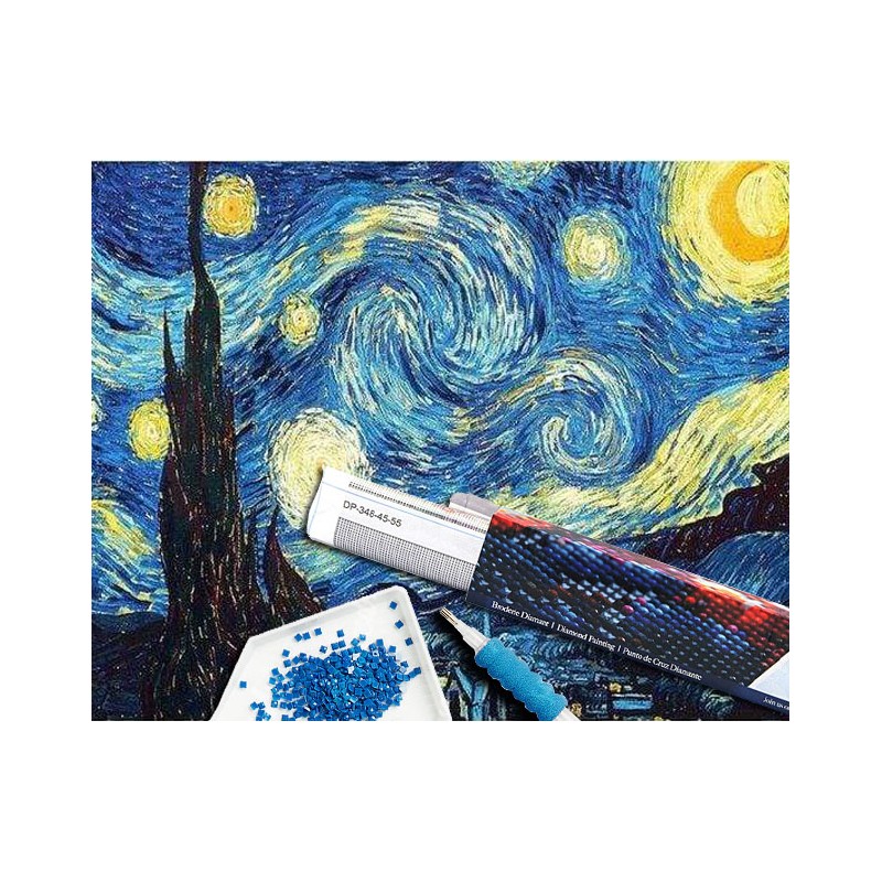 Broderie diamant 40x50cm sur toile roulée - Nuit étoilée