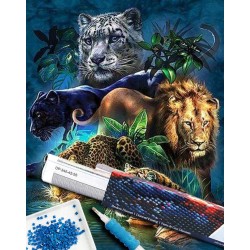 Broderie diamant 40x50cm sur toile roulée - Animaux de la jungle