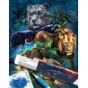 Broderie diamant 40x50cm sur toile roulée - Animaux de la jungle