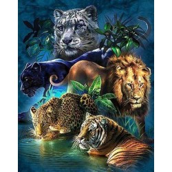 Broderie diamant 40x50cm sur toile roulée - Animaux de la jungle