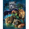 Broderie diamant 40x50cm sur toile roulée - Animaux de la jungle