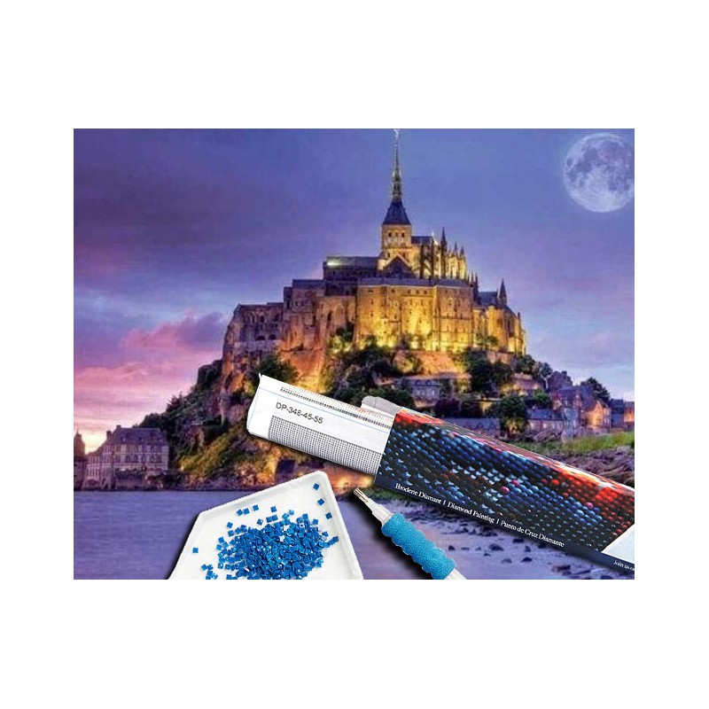 Broderie diamant 40x50cm sur toile roulée - Le Mont Saint Michel
