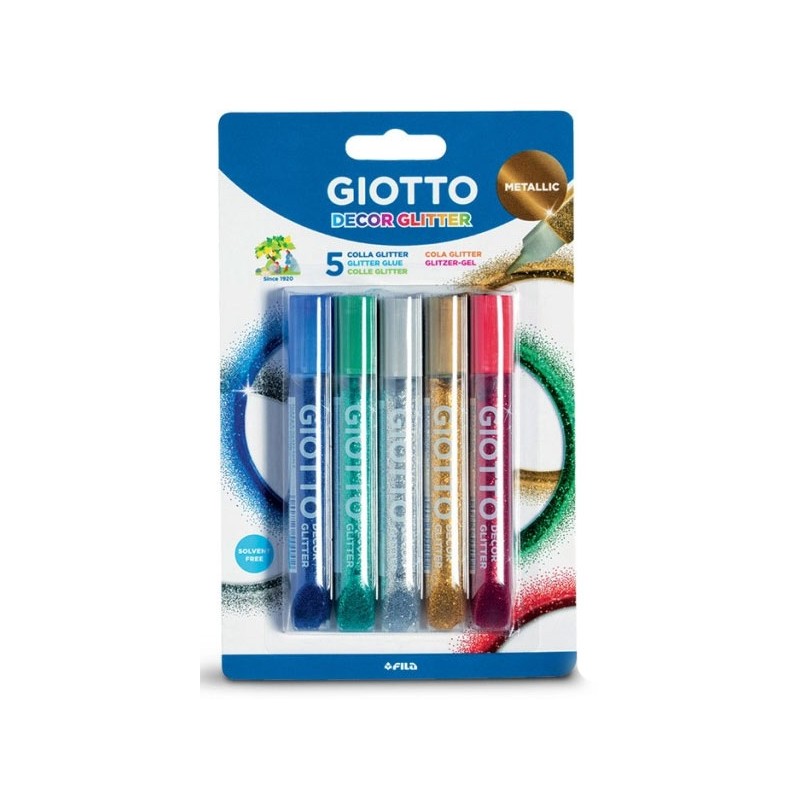 Etui de 5 stylos gel à paillettes Giotto Decor Glitter