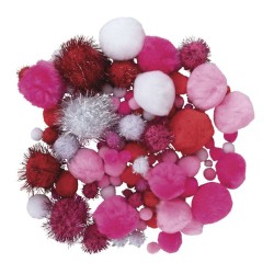 Pompons assortis Métallic ø0,5cm à ø4,5cm x120pcs - Rosé