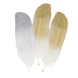 Plumes décorées avec paillettes x6pcs