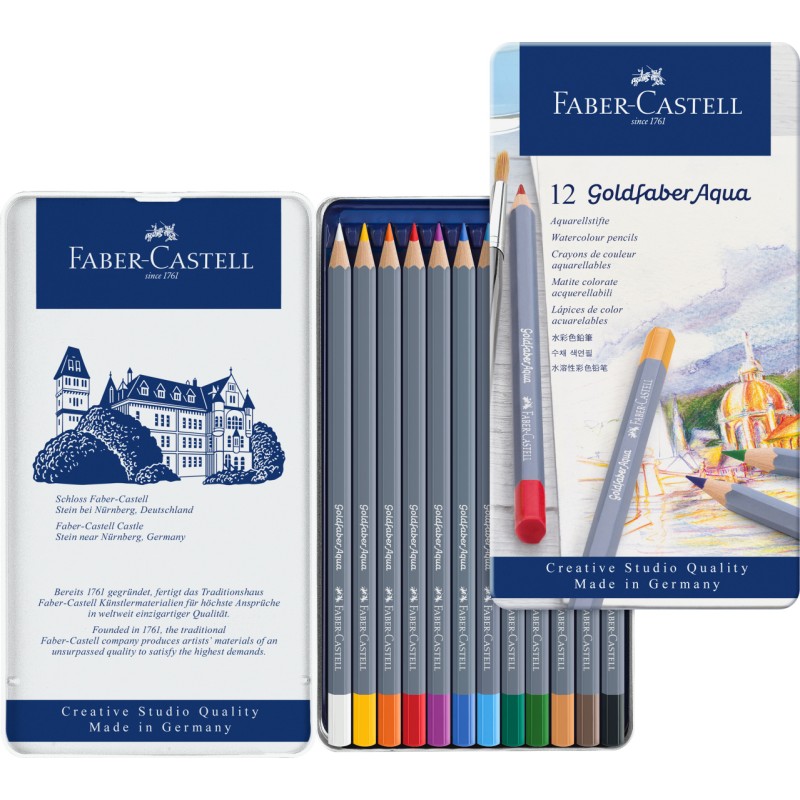 Boîte métal crayons de couleur aquarellables Goldfaber Aqua